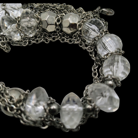 Elegant Silver and Clear Beaded Necklace - Picture 3 of 3